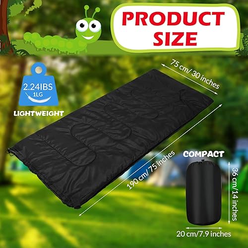 Miniatura 2 de Macarrie Paquete de 12 sacos de dormir para adultos, para clima cálido y frío, saco de dormir para niños sin hogar, ligero, impermeable, saco de