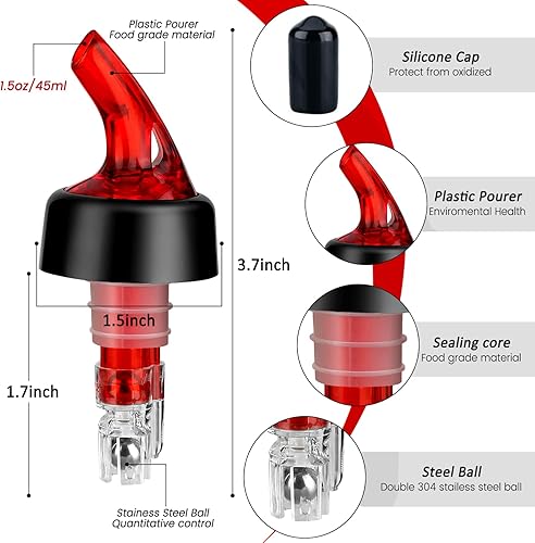 Miniatura 2 de Vertedor de botella medido, boquilla para verter licor, vertedor de medida de alcohol de tiro rápido, dispensador de vino y cóctel, popote para