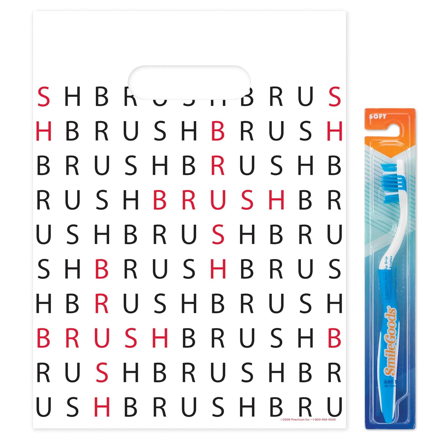 Brush Crossword Dental Giveaway Bags, 9" x 12", 100 Pack