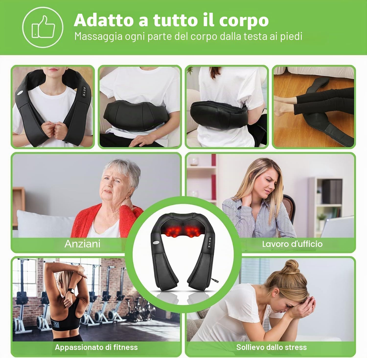 Cotsoco Massaggiatore Cervicale, Massaggiatore Cervicale Collo Spalle e Schiena Senza fili Migliorato con Calore, 3 Velocità Regolabili e Direzione Regolabile, Ottimo Regalo per Donne/Uomini/Genitori