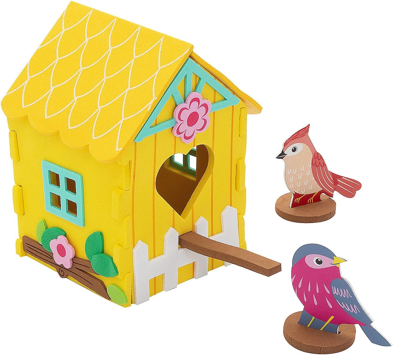 Fun Express 3 3/4" x 5 1/2" 3D Foam Yellow Birdhouse Craft Kits - Makes 12