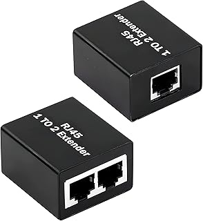RJ45 Splitter Adapter,RJ45 Ethernet Splitter 1 to 2 Network Adapter(2 Devices Surf Internet Simultaneously) Works for Cat5e/Cat6/Cat8 Connector LAN Internet-1Pair Use