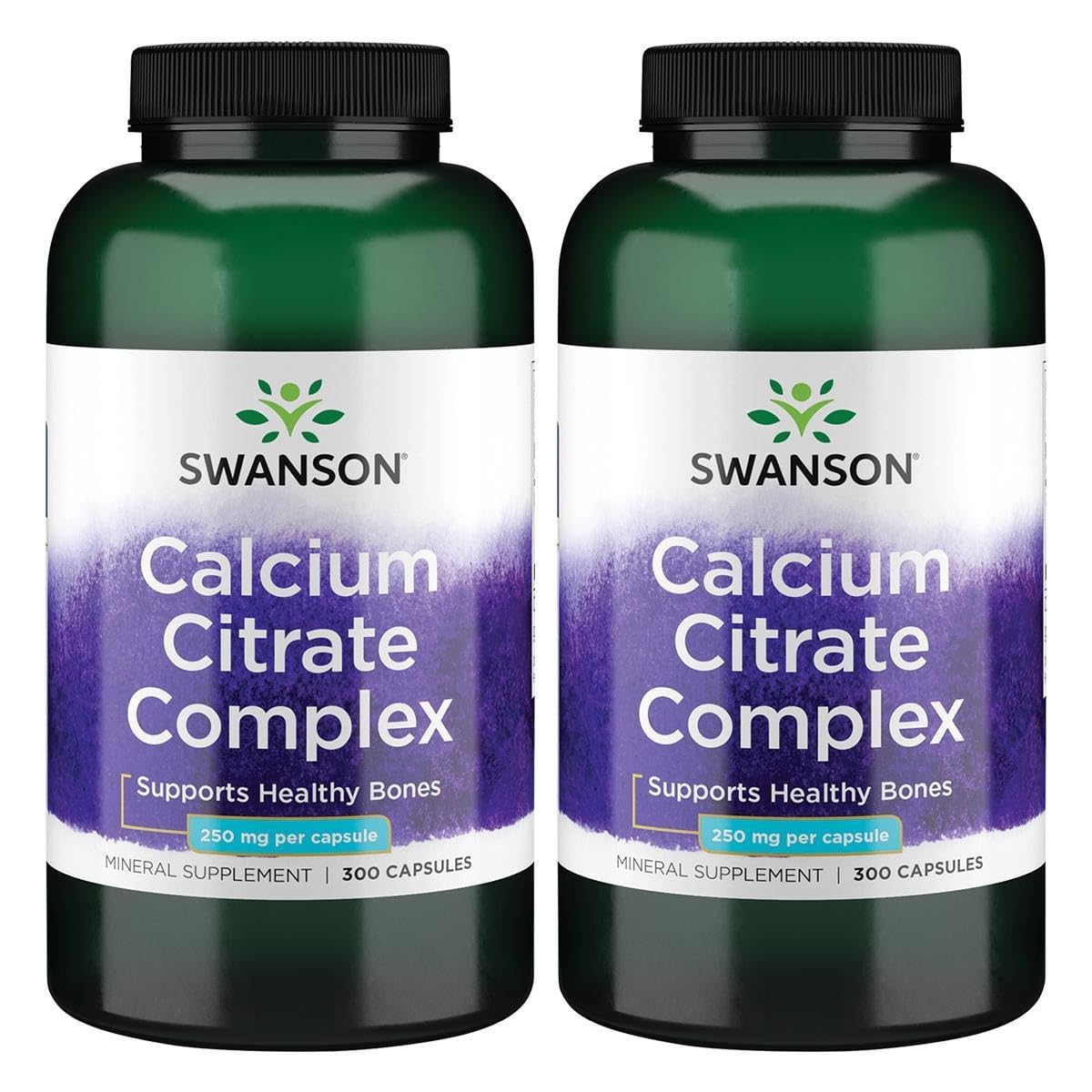 Swanson Calcium Citrate Complex for Bone Health, 300 Caps, 2 Pack 300 Count (Pack of 2)