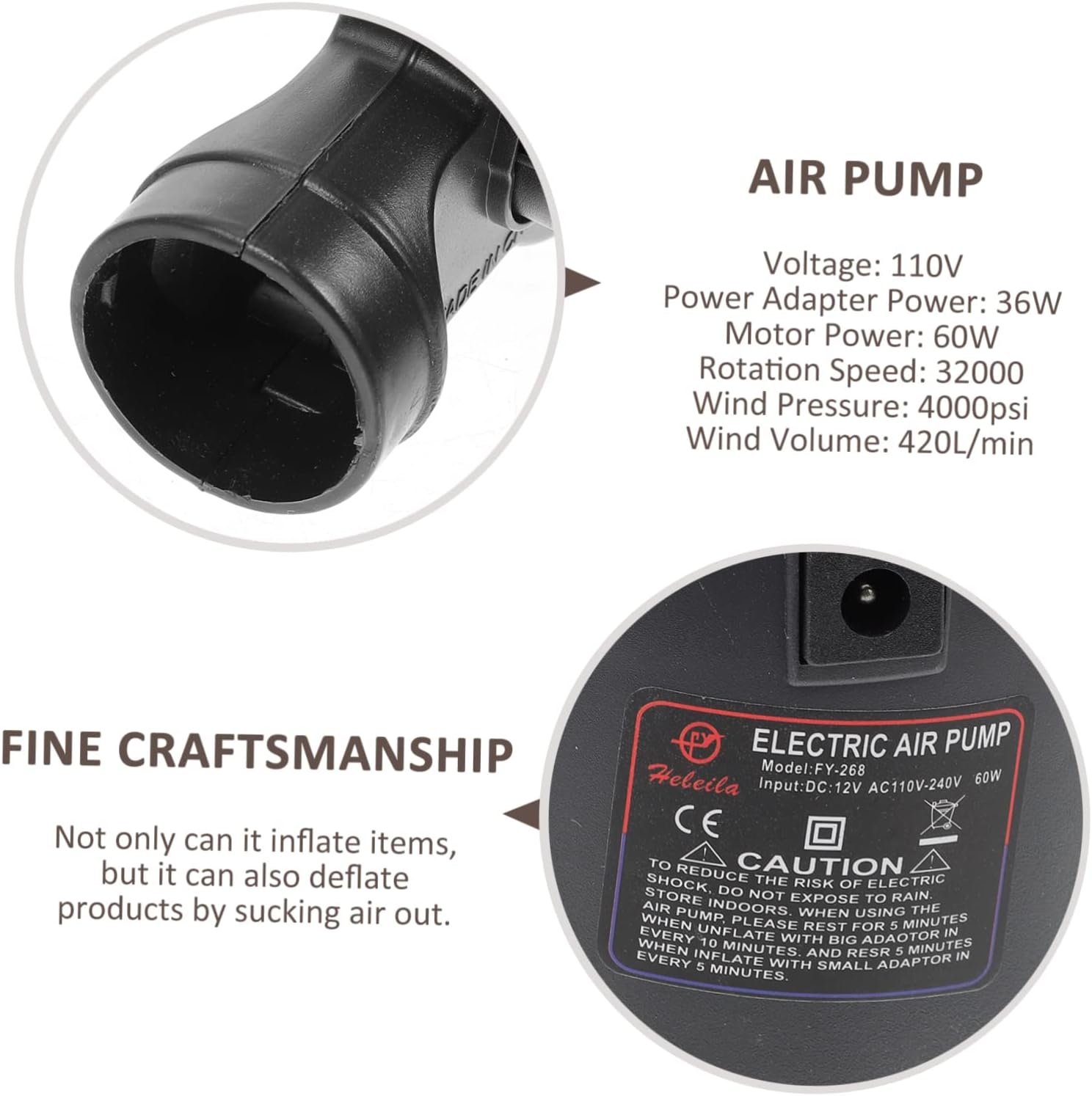 Electric Air Pump Inflator Deflator Battery Inflator Air Pump Pools Camping