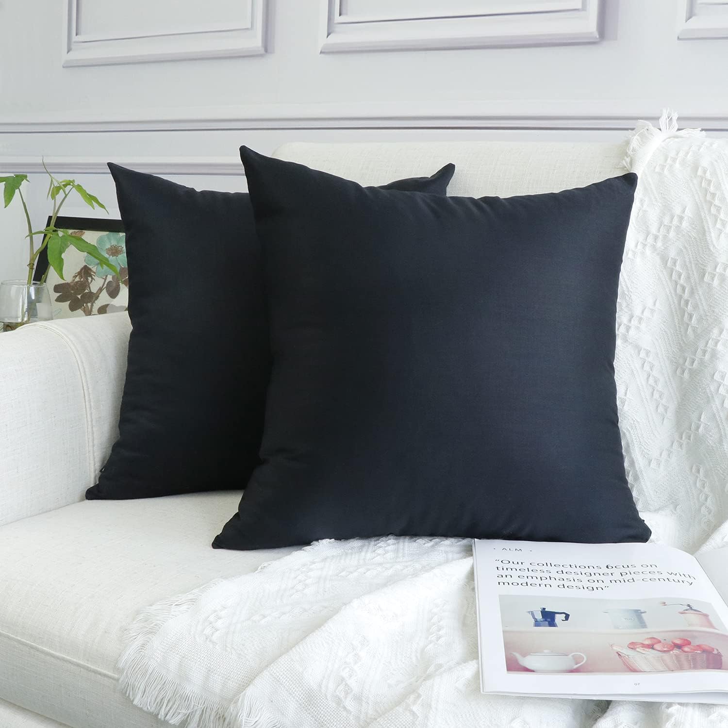 Coddsmz 10 Pack Decorative 100% Cotton Pillow Covers Square Cushion Cover Solid DIY Throw Pillowcase for Home Bed Sofa Halloween Christmas 18"x18"/45x45cm