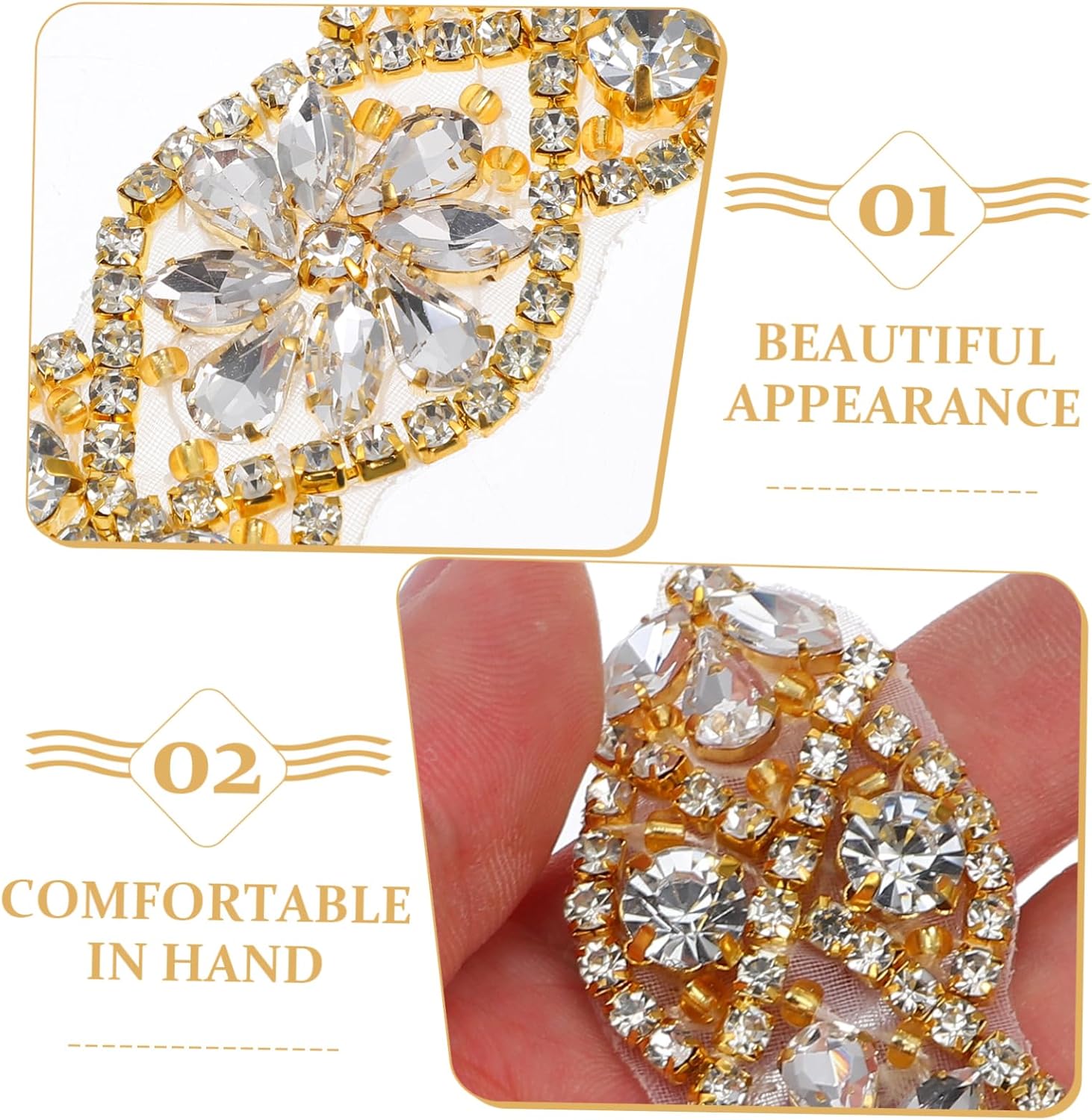 Gadpiparty Rhinestone Patch Decorative Embellishments for Clothing Sew DIY Patches Hotfix Rhinestone Appliques for Jackets Cloth Decor DIY Clothing Sewing Applique