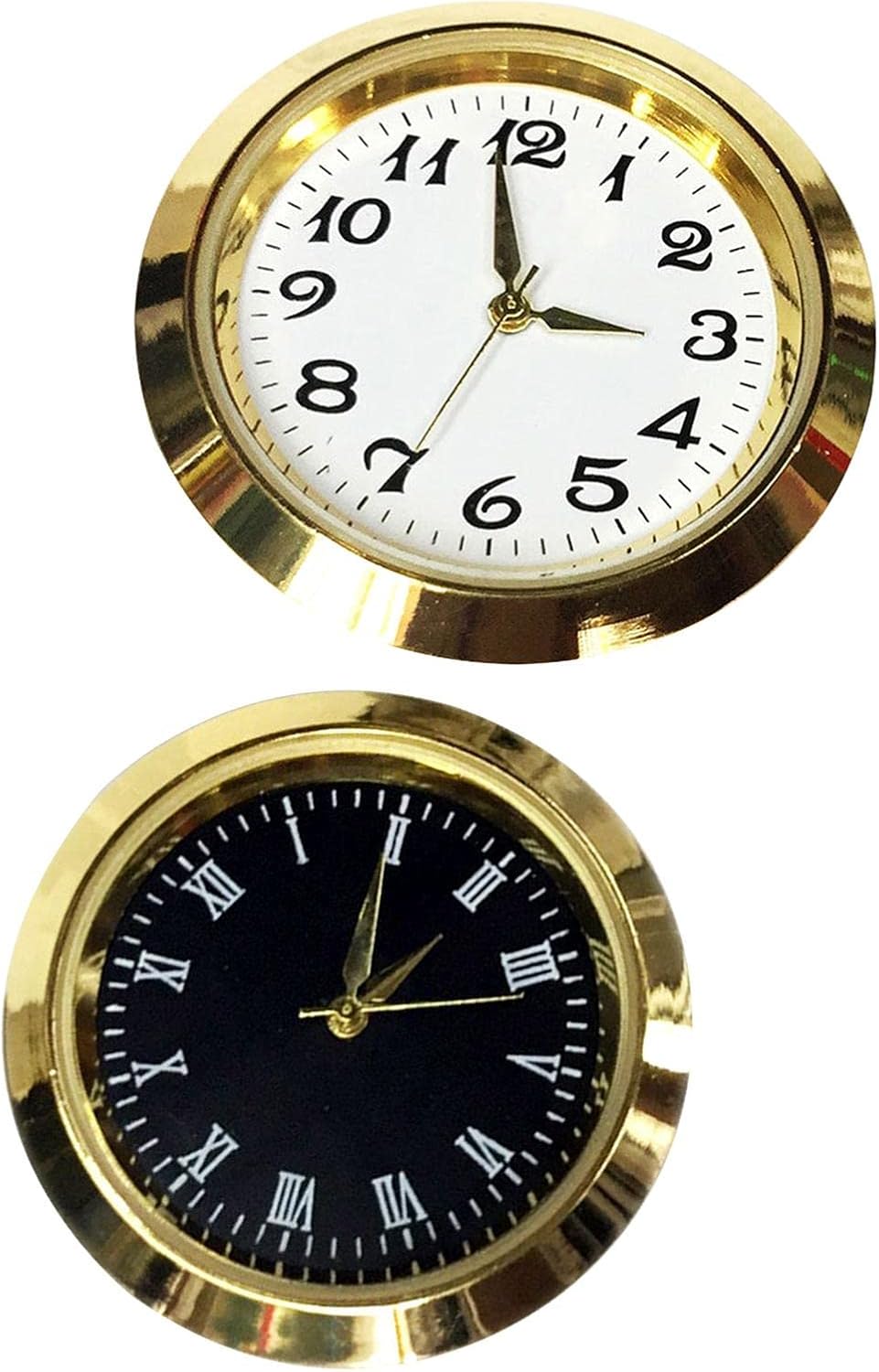 MagiDeal 2 Pack Round Clock Insert Fit Diameter 1-3/8 Inch Hole with Numerals Metal Mini Clock Easy to Read Repair Replacement DIY Supplies