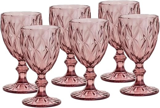 LYOR - Conjunto de 6 Taças de Vidro Para Água Diamond 325ml Roxo - Mesa Posta - Itens Para Casa - Utensílios de Cozinha - Enxoval - Casamento -...