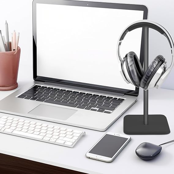 Headphone Stand Gaming Headset Stand, Earphone Holder for Desk Gaming Headphone Holder for Most Headsets Solid Base for All Headphones Size (Black)
