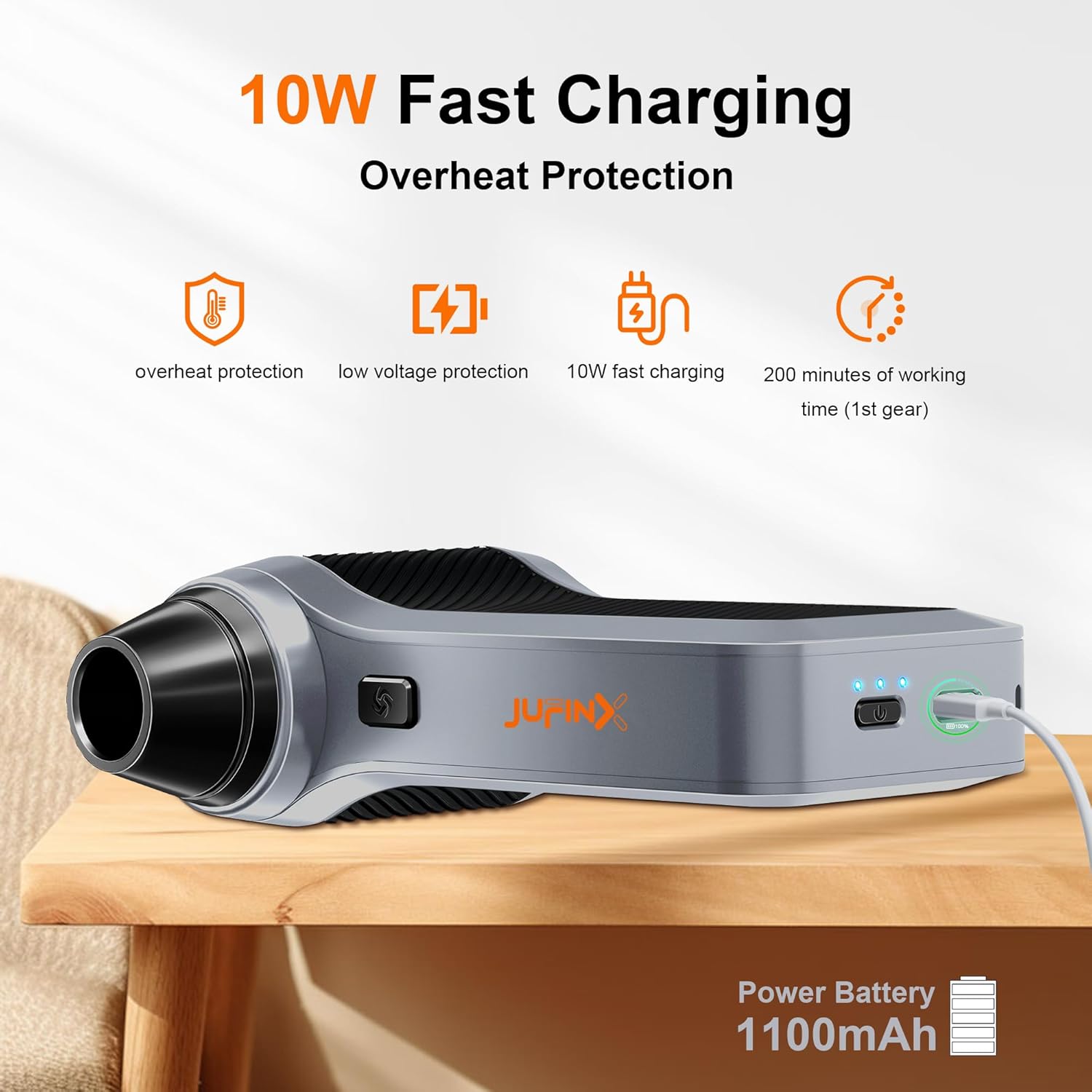 Electric Air Duster-130000RPM Compressed Air Duster with Brushless Motor,3-Gear Speeds - Snow Blower, 4pcs Nozzles - Air Duster for Keyboard,Car,PC,Home,Outdoor,Snow and Leaves Cleaning - Image 5