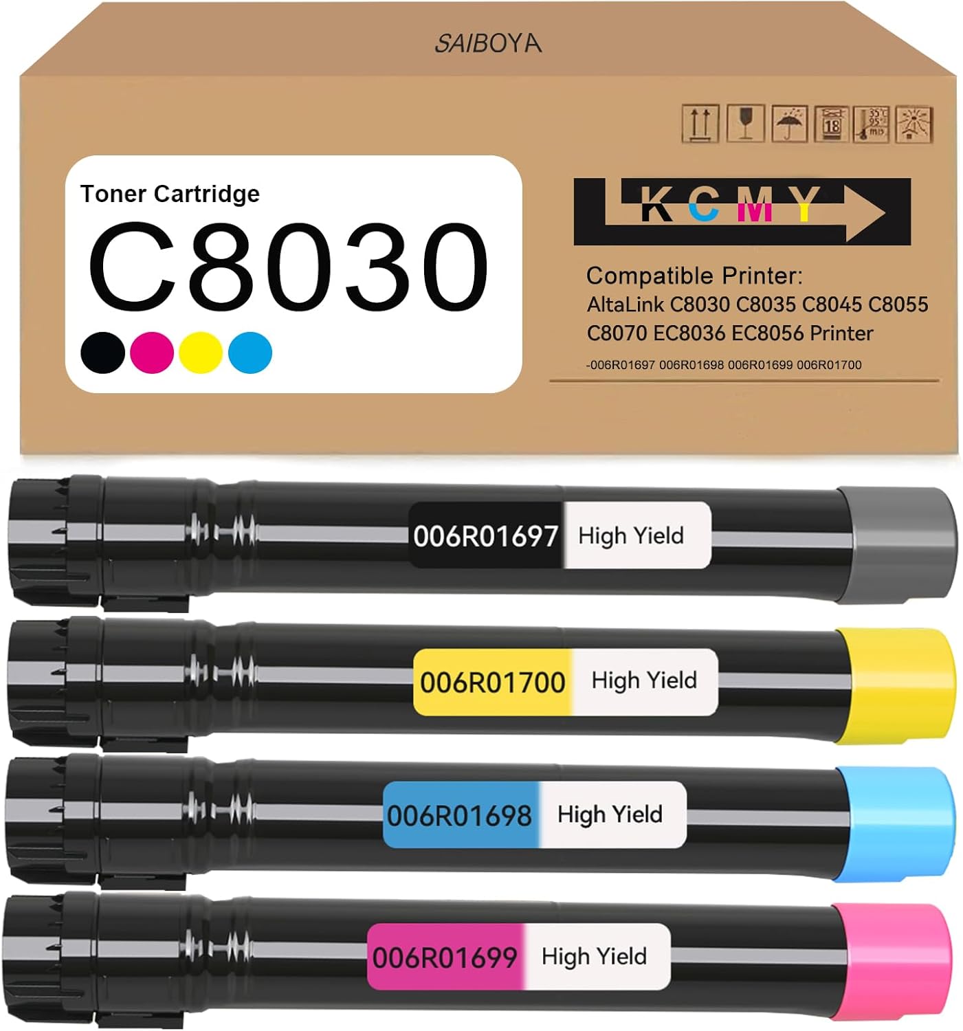 AltaLink C8030 C8035 C8045 Toner Cartridge Replacement for Xerox AltaLink C8030 C8035 C8045 C8055 C8070 Printer -006R01697 006R01698 006R01699 006R01700 Toner Cartridge