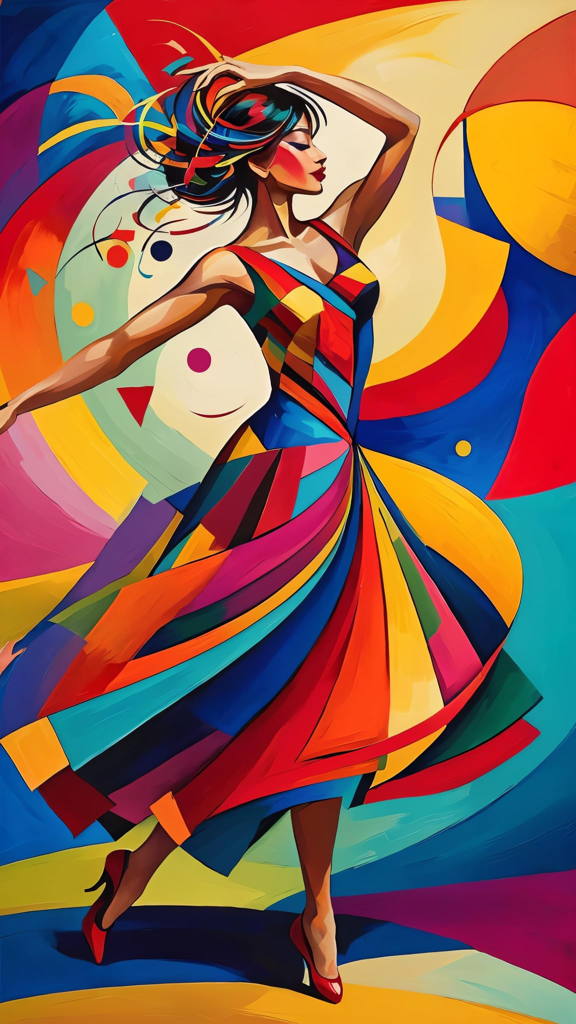 ARTGOTO Paint by Numbers for Adults, Colorful Dancing Woman DIY Acrylic Painting Kit, Large 15.7x27.5inch/40x70cm Canvas, Abstract Modern Dance Wall Decor, No Frame