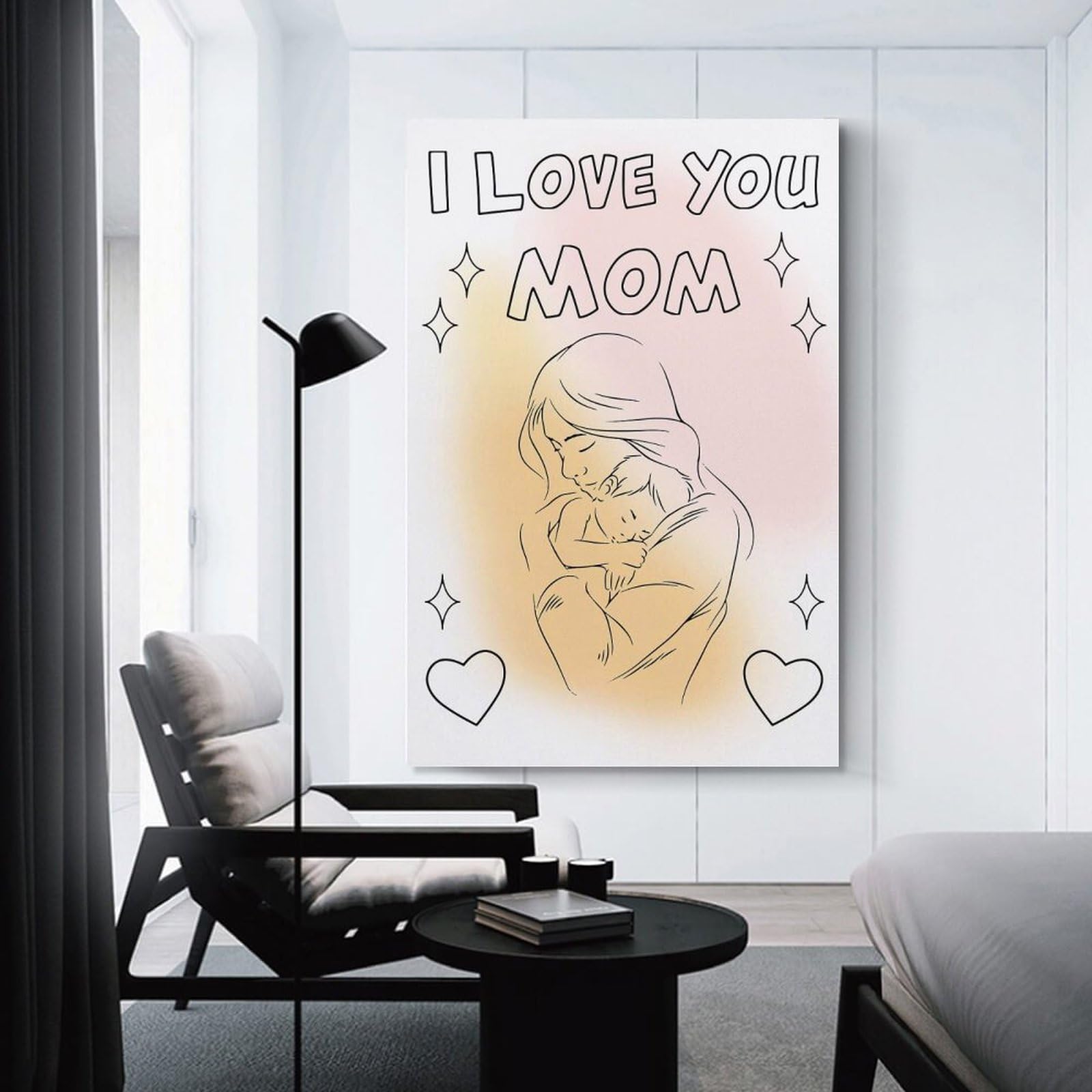 Junmoney I Love You Mom Wall Picture Print 24x36inch(60x90cm), for Home Walls, Creative Rooms Or Shared Spaces, Stylish Home Artwork for Focal Walls
