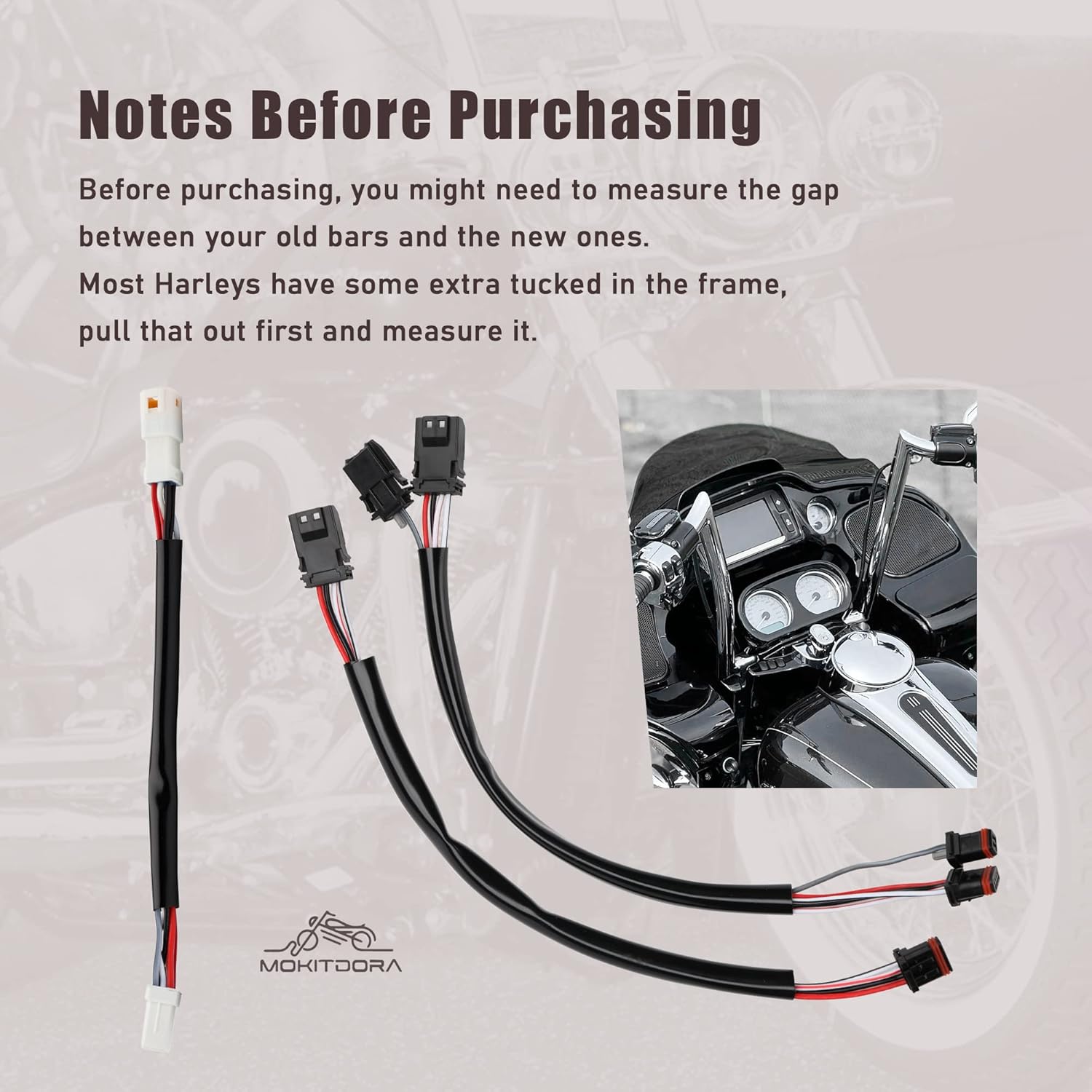 MoKitDora 10" CAN-Bus Extensions & 6" TBW Handlebar Wiring Kit Compatible with 2016-up Harley Softail Touring