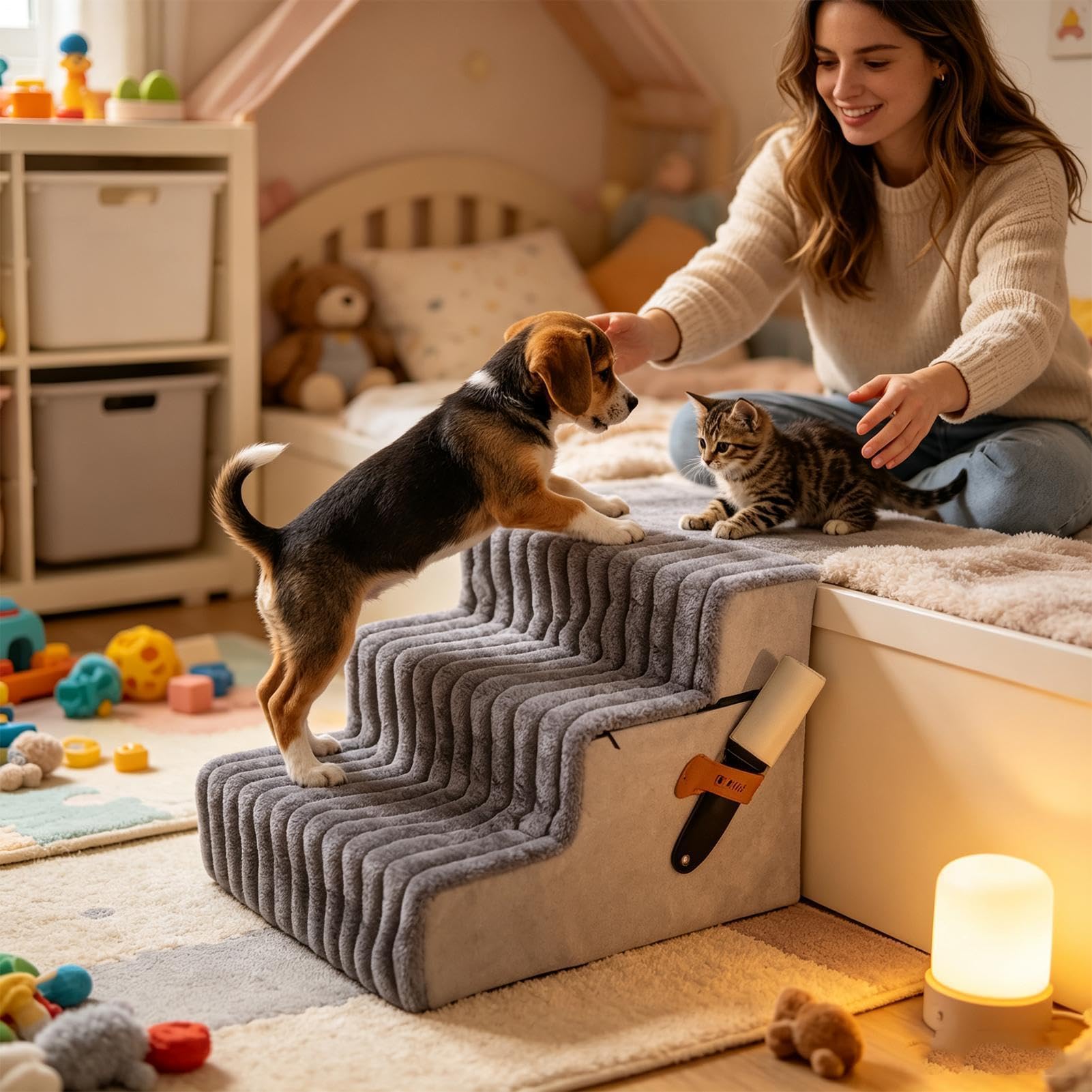 Rampa cani per divano e sofà Scaletta Per Animali Antiscivolo Leggera | Scalino Antiscivolo Per Gatti Adatto a Cuccioli Gatti Divano e Sofà Appartamento Balcone