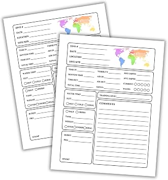 Scuba Diver Log Pages Book Refill | 30pk 8.5x11 Logbook Certified Diver Track, Record, Depth, for Beginners and Experienced Divers Notes All Inclusive Recreational