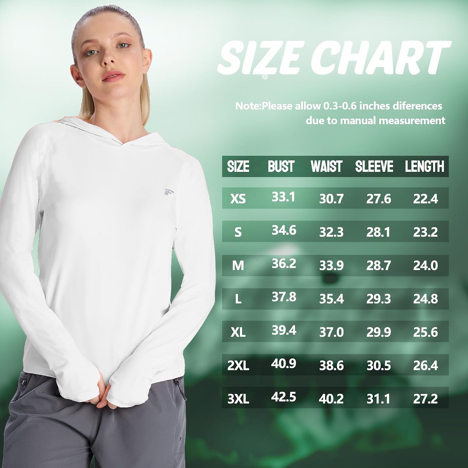 Women's UPF 50+ UV Sun Protection Hoodie, Long Sleeve Outdoor Athletic Shirt with Thumb Holes, 1/2 Pack