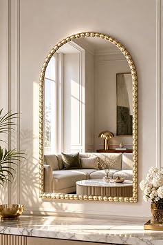 Arched Gold Vintage Large Wall Mirror for Living Room Bedroom Bathroom,40x60cm