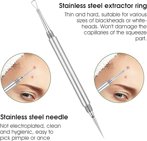 Miniatura 3 de Aguja de acero inoxidable 2 en 1 para eliminar el acné, herramienta extractor profesional de comedones, herramienta para eliminar puntos negros,