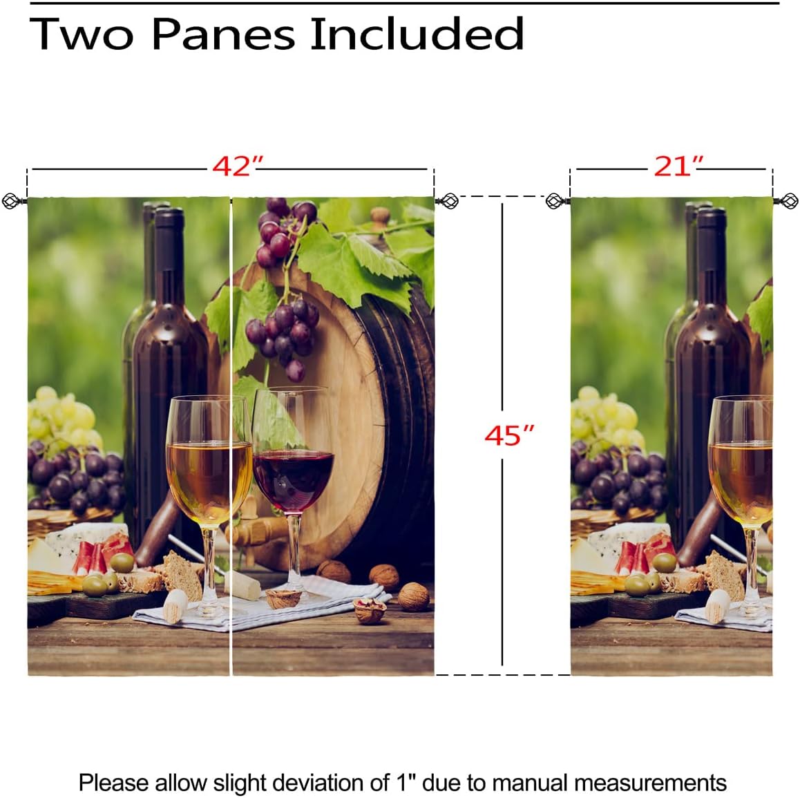 Farm Grape Wine Blackout Curtains for Girls Boy Home Decor, Fruit Plantation Rustic Romantic Grommet Thermal Insulated Drapes Darkening Window Curtain for Bedroom Living Room, 42 x 45 Inch