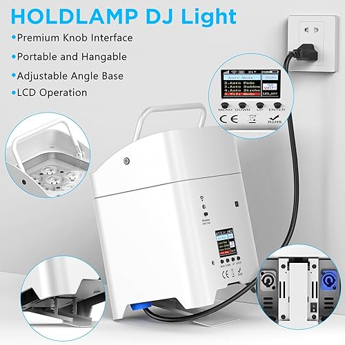 Miniatura 4 de Luces de escenario alimentadas por batería, 9600mAh recargable par puede luces 6x18W RGBWA+UV APPRemoteDMX512Activado por Sonido, luces subidas para