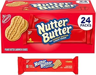 Nutter Butter Peanut Butter Sandwich Cookies, 24 Pack – Crunchy Classic Snack Packs, Individually Wrapped Cookies for Lunchboxes, Sharing & On-the-Go Snacking