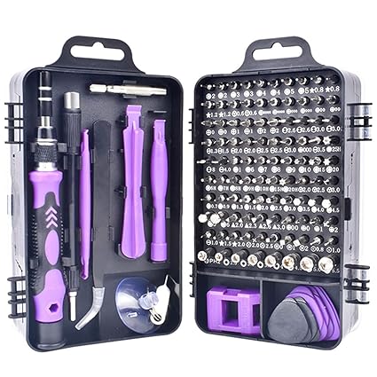 Screwdriver Set Precision Screwdriver Set Chrome Vanadium Steel Magnetic Repair Tool Kit 115 in 1 Multifunctional Combination Kit Black Purple 1 Set