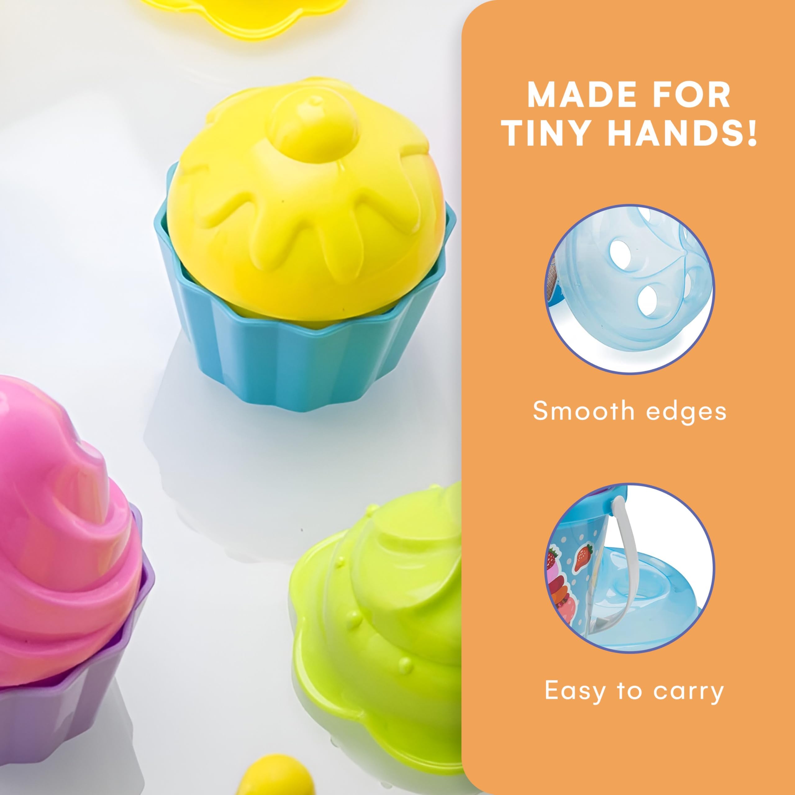 Top Race Beach Toys, Sand Toys, 16 Piece Ice Cream Mold Set for Kids 3-10 with Large 9" Beach Toy Bucket Pail for Kids and Toddlers