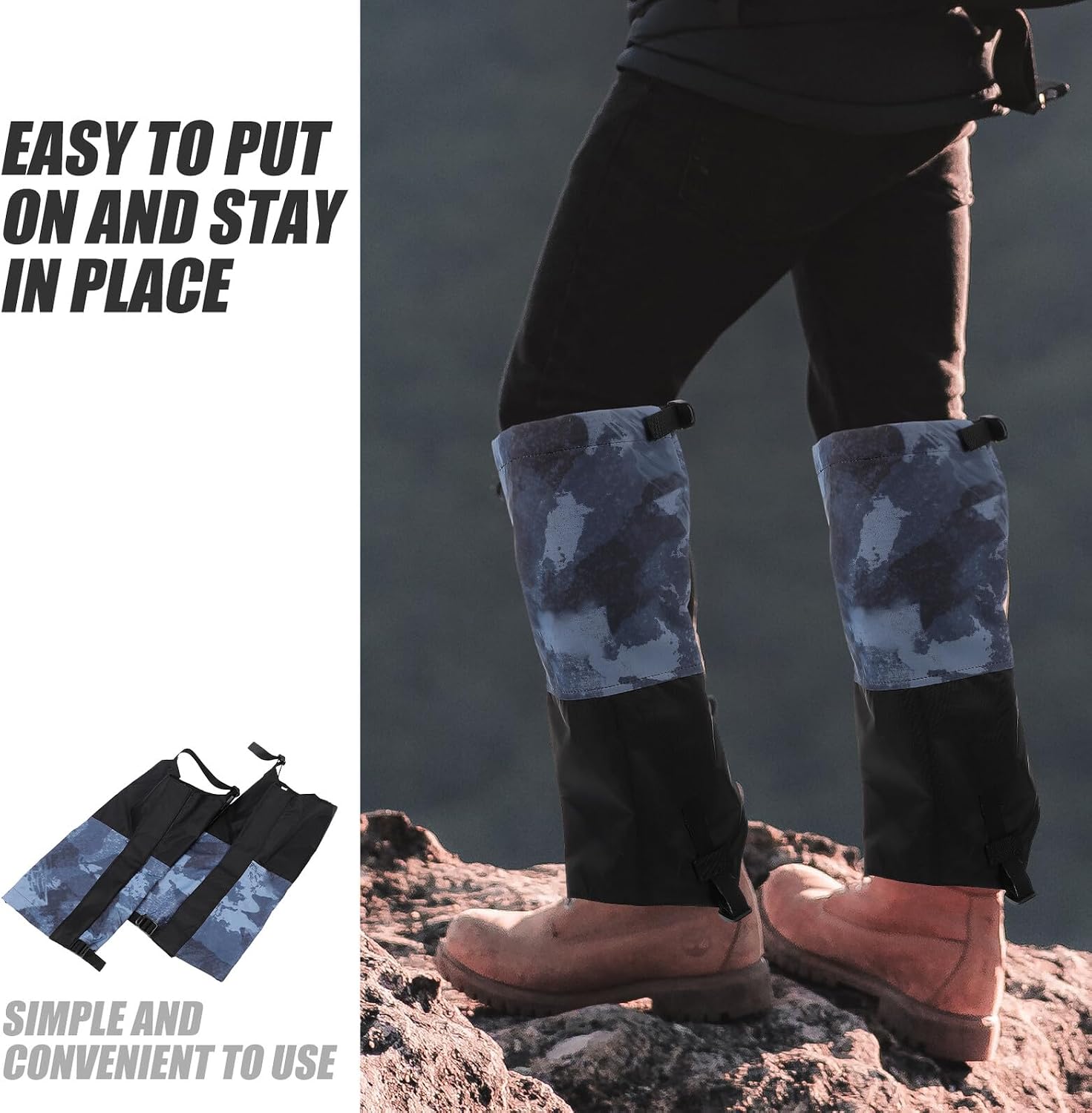 MAGICLULU Outdoor Leg Gaiters for Men and Women, Waterproof Hiking Calf Sleeve, Snow and Camping Shoe Covers, Sturdy Anti-Scratch Walking Boot Accessories for Backpacking and Trekking