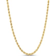 SHOP WGS Italian Real 10K Solid Yellow Gold Rope Chain Necklace for Men & Women Radiant Diamond Cut with Lobster Claw Clasp 10K Real Gold Jewelry 1.5mm, 2mm, 2.5mm, 3mm, 3.5mm, 4mm