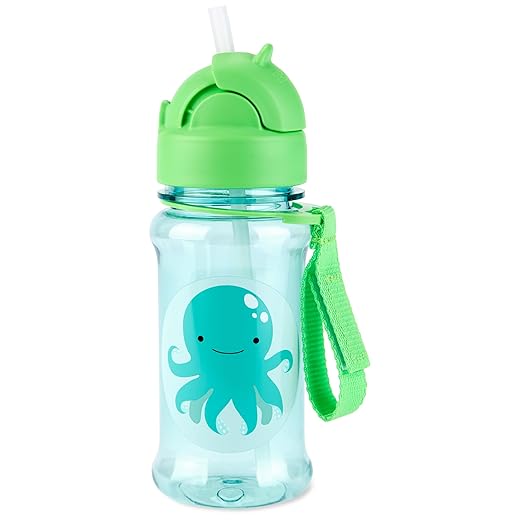 Skip Hop Toddler Sippy Cup with Straw, Zoo Straw Bottle with Tritan Renew, 12 oz. Octopus