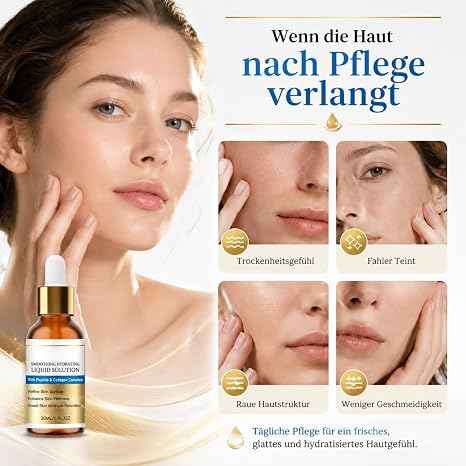 Deep Collagen Serum Peptide Serum Face Lift Serum with Ghk-Cu Peptides & Collagen Moisture & Firming Reduces Fine Lines Smoothing Hydrating Liquid Solution for All Skin Types