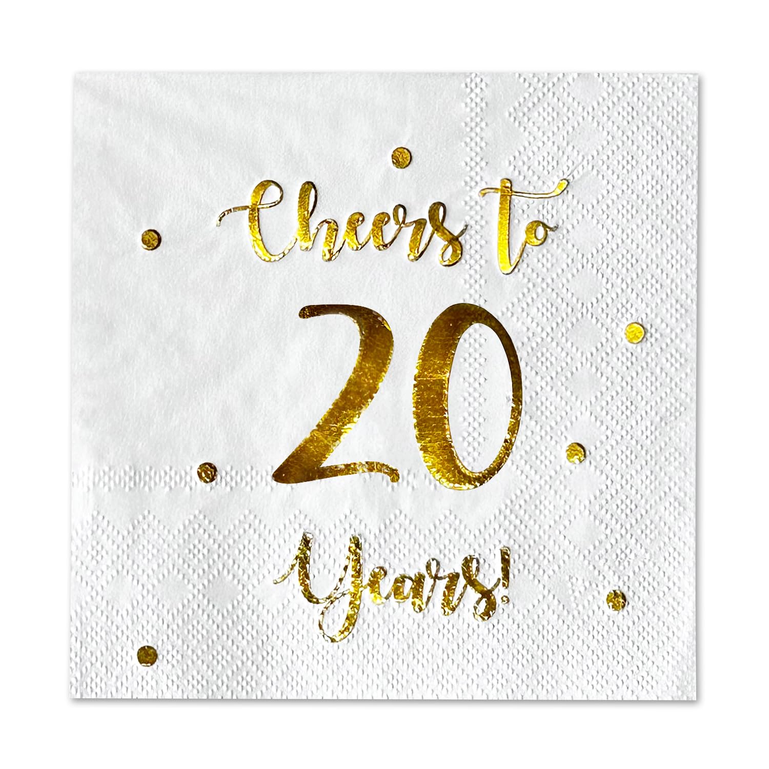 Cheers to 20 Years Cocktail Napkins | Happy 20th Birthday Decorations for Men and Women and Wedding Anniversary Party Decorations | 50-Pack 3-Ply