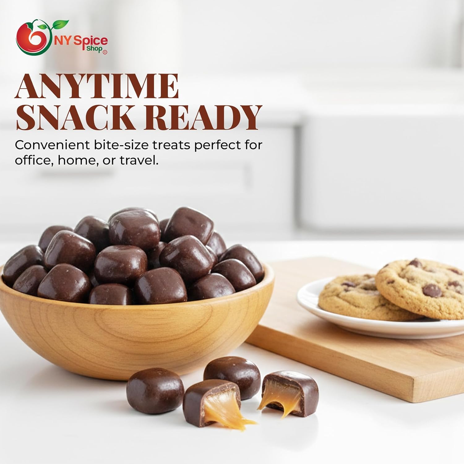 NY Spice Shop Dark Chocolate Sea Salt Caramels - 1 Pound Gourmet Chocolate Candy for Holidays - Sweet & Salty Treats, Chocolate Covered Caramels, Artisan Gift Box, Holiday Sweets & Stocking Stuffers