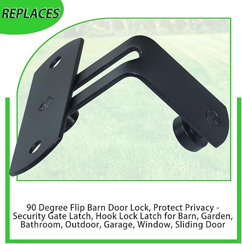 Miniatura 4 de Paquete de 2 cerraduras de puerta corrediza de granero de 90 grados para privacidad, pestillos seguros, pestillo de puerta de cobertizo para valla