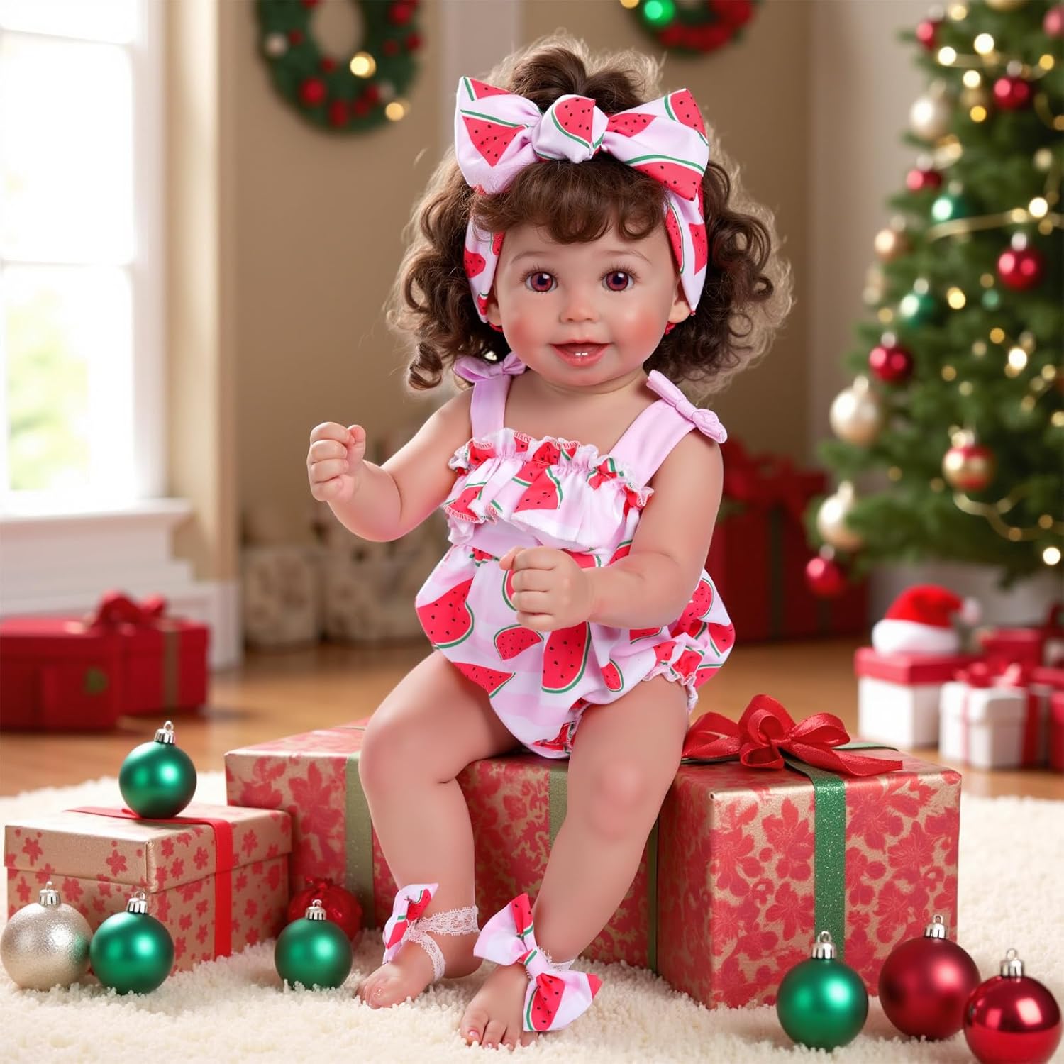 BABESIDE Reborn Baby Doll Clothes for 17-20 Inch Dolls, Watermelon Pattern Set , Cute Baby Doll Accessories for Newborn Reborn Girl Dolls