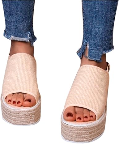 Amazon.com: Hemlock Mujeres Plataforma Sandalias Grueso Fondos Peep Toe  Zapatos Verano Hebilla Correa Sandalia Cuña Zapatos Planos : Deportes y  Actividades al Aire Libre