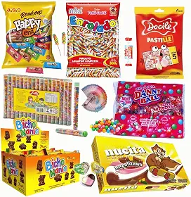 Kit 7 Guloseimas Nostálgicas Bombom Pirulito Tubetes Chiclete Pastilha Bicho Mania