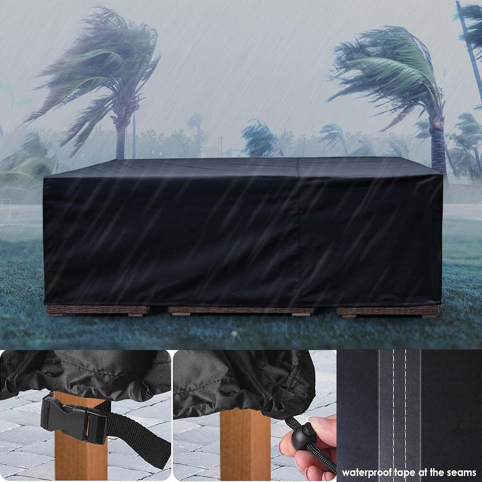 Bâche Table Extérieur 300x120x70cm Imperméable - Housse Protection Salon Jardin Anti-UV 600D Oxford Avec Cordons Et Boucles