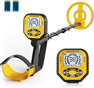 Detector de Metales para Adultos y niños, Profesional Ligero, Bobina IP68 de 20 cm, 3 Modos, LCD retroiluminado, 25 cm de Profundidad para Playa y jardín