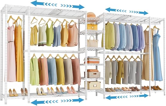 VIPEK X5 Extra Large Expandable Clothes Rack, Closet Organizer System White | Reach-in Closet Adjustable from 78" to 105", Metal Heavy Duty Clothing Racks Walk-in Freestanding Wardrobe Portable Closet