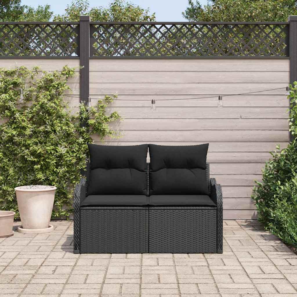 vidaXL Divano da Giardino con Cuscino Nero 121 x 62 x 69cm polyrattan, Divano modulare Leggero per Giardino e terrazzo, Resistente ai Raggi UV, Perfetto per Esterni