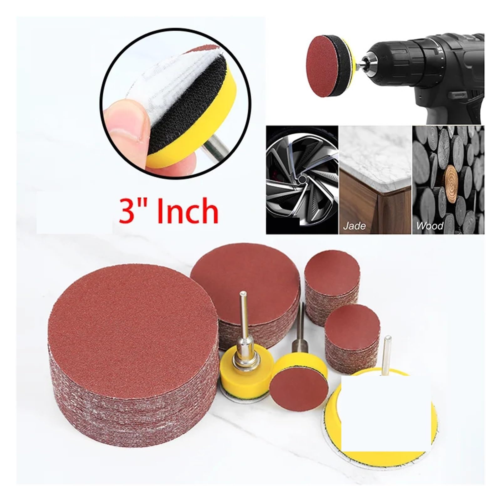 500 pz/3 pollici rosso rotondo disco abrasivo a secco carta vetrata piatto lucidatura abrasiva tampone smerigliatrice di legno rettifica trapano Lija Per levigatrici(Red-p120)