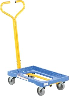 Vestil PDH-1624 Polyethylene Dolly with Handle 24-1/2 In. x 16 In. x 37-1/2 In. 500 Lb. Capacity Blue