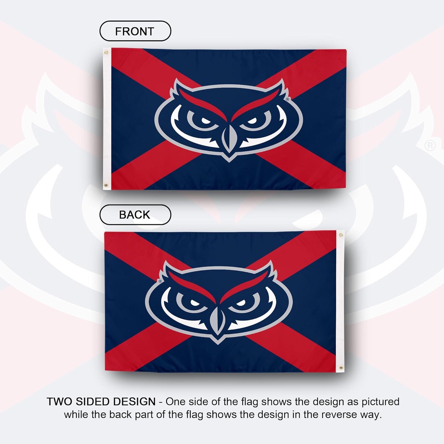 Desert Cactus Florida Atlantic University FAU Flag - 3 x 5 Feet Owls Banner, Indoor/Outdoor Durable Fabric, 100% Polyester Design (Style B1) - Image 2