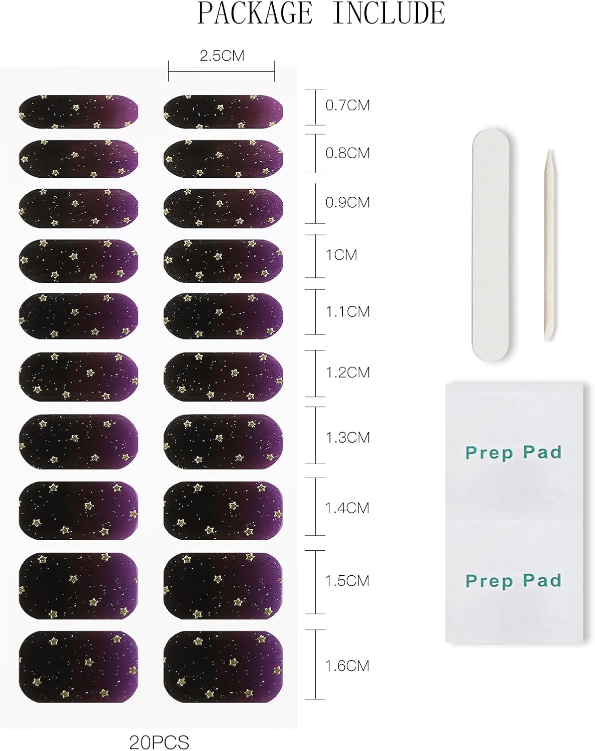 JMEOWIO Semi Cured Gel Nail Strips Star Gradient Gel Nail Stickers Wraps UV/LED Nails Art Design Decoration Accessories