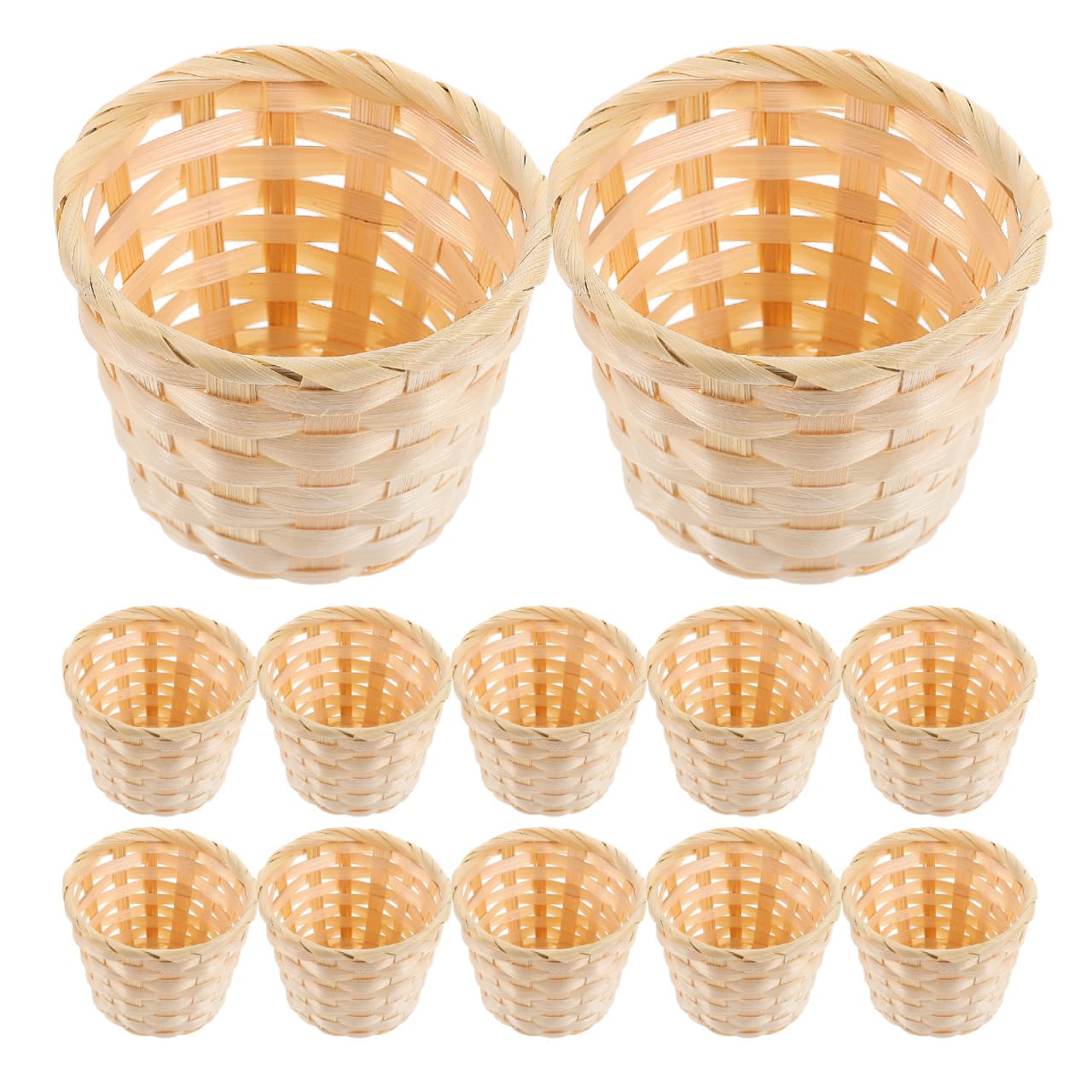 BESPORTBLE Mini Cesta de almacenamiento de mimbre, juego de 36 cestas tejidas de madera para flores y decoración de oficina, cesta redonda pequeña para organización y decoración