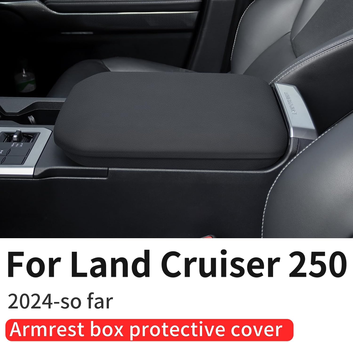Armrest Cover Crash Pad for 2024-2026 Toyota Land Cruiser 250 & 1958 Prado Lc250 Console Armrest Seat Box Protector Silicone Scratch-Proof Protection Mat 2025 Land Cruiser Accessories (Black)
