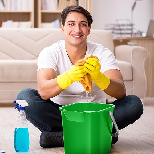 Miniatura 7 de Irenare 12 cubos desinfectantes de 3 cuartos de galón de limpieza pequeños cuadrados para detergente, boquilla y asa, cubos desinfectantes de