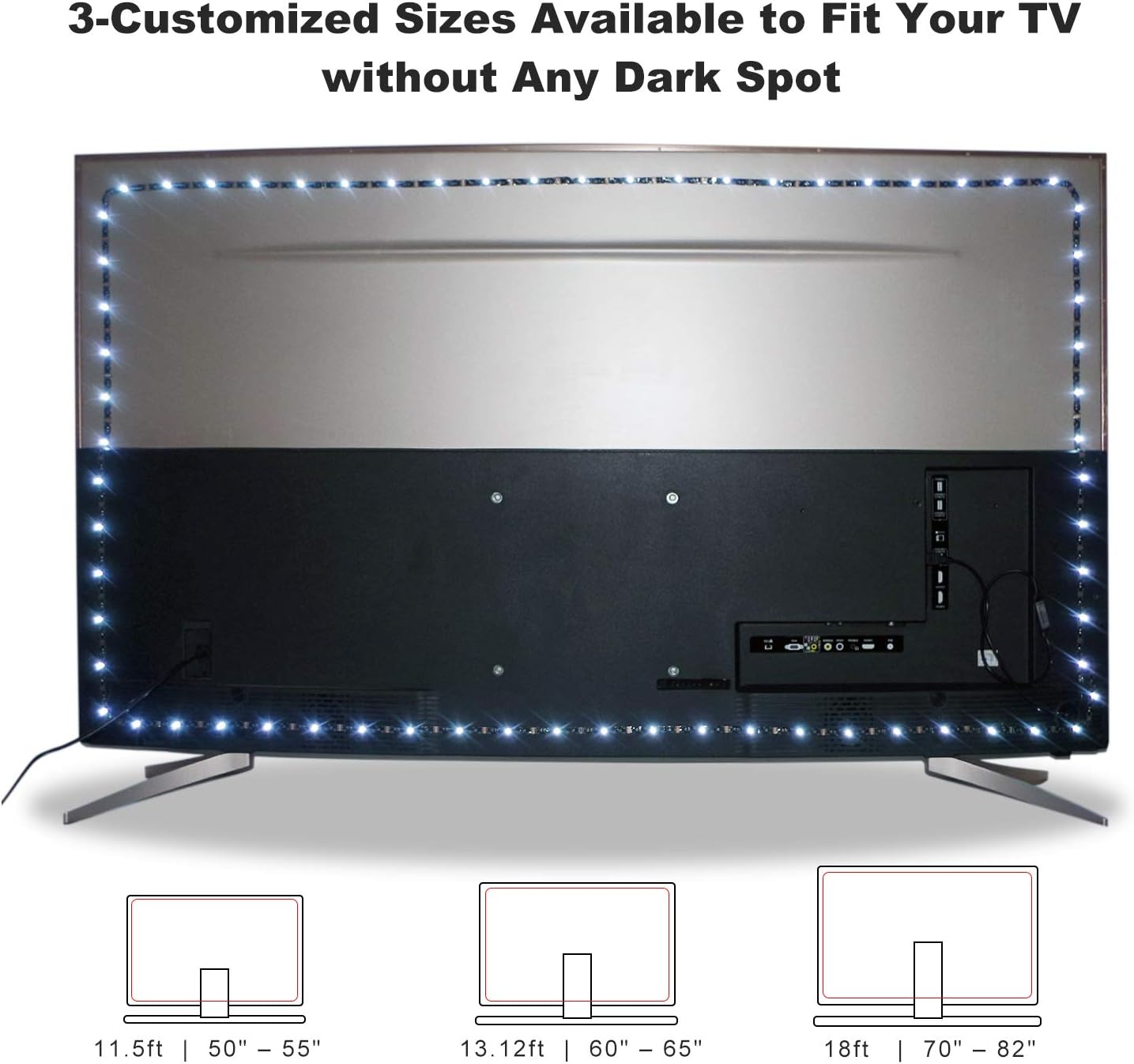 EppieBasic TV LED Backlight, 18Ft TV USB Bias Lighting for 70 75 80 82 85Inch TV/Monitor Backlight with RF Remote, 20 Colors Changing Bias Lighting Behind TV
